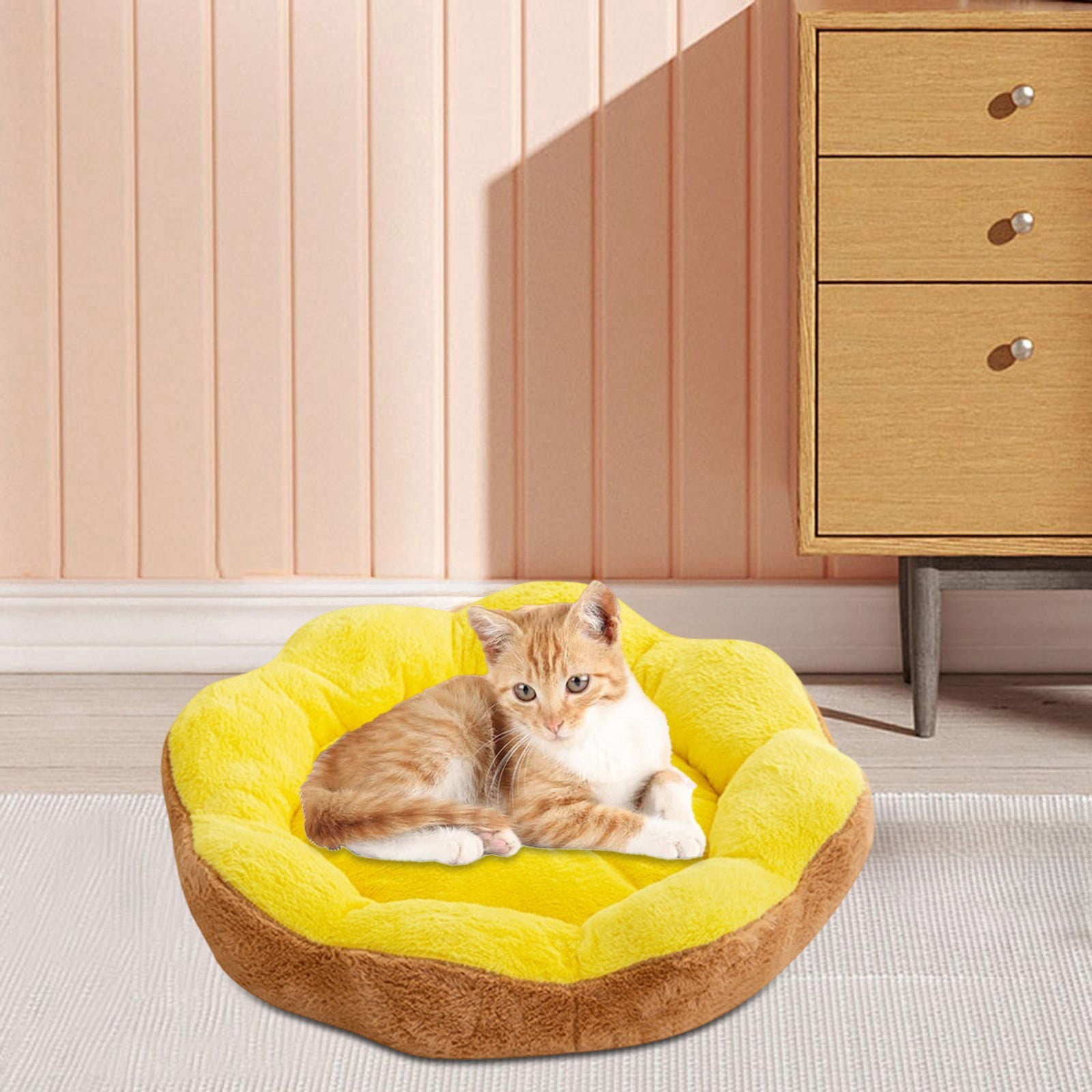 60x60x20 Inches Extra Large Flower Donut Dog Bed, Soft Round Plush Calming Bed for Cats Dogs, Warming Cat Bed Mat - Non- Machine Washable Pet Couch