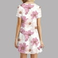 thumbnail image 5 of Pink Ladies Crew Neck Spandex Lounge Dresses for Women Short Sleeve Flower Graphic Loose Fit Midi Knee Length Summer Fall 2025 Clothing Trendy XXL, 5 of 6
