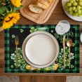 thumbnail image 4 of St Patricks Day Placemats Set of 8, Watercolor Dogs Green Shamrock Plaid Placemats for Dining Table, Place Mats for Kitchen Tabletop, Waterproof Wipeable Dining Table Mats Set, 4 of 9