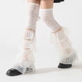 thumbnail image 2 of Yuanlong Women's Stackable Socks Lace Trimmed Color Block Over-the-Knee Sock Lightweight Cute And Cool Y2K Style Hosiery, 2 of 3