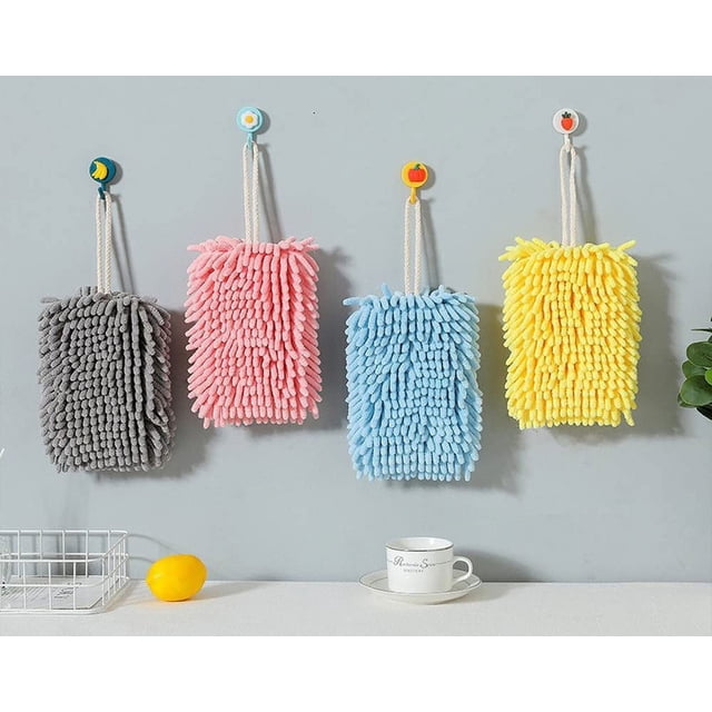 4 toallas de mano para cocina, toalla de chenilla, toallas de mano para baño transparentes