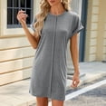 thumbnail image 1 of WILLBEST Modern Moments Robe Femme 2024 Mode Décontractée Printemps et Été Col Rond Couleur Unie Manches Courtes Couture Robe Ample, 1 of 5