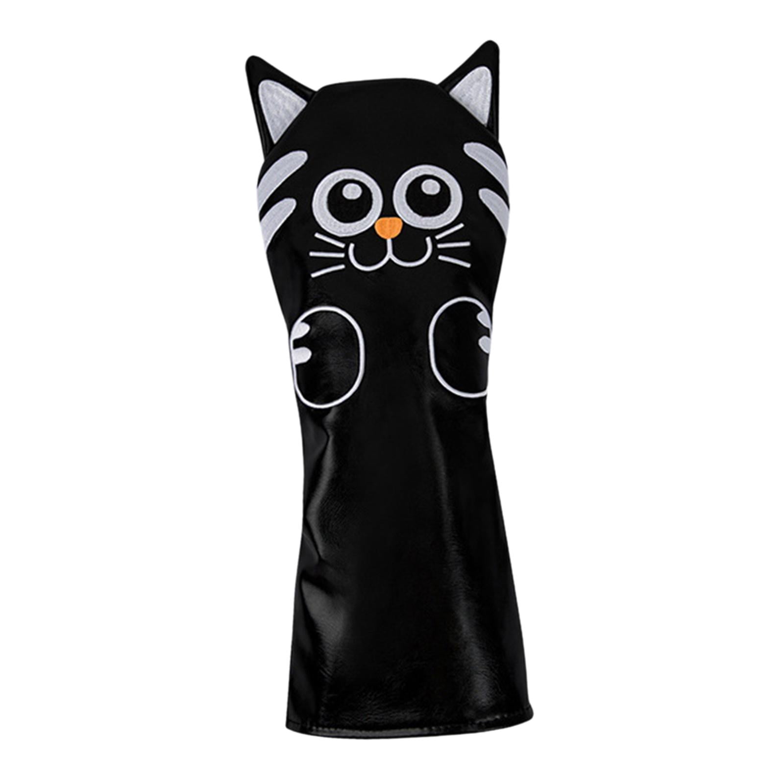 Golf Head Covers Equipment Mallet Putter Cat Pattern PU Leather Accessories Golf Driver Black