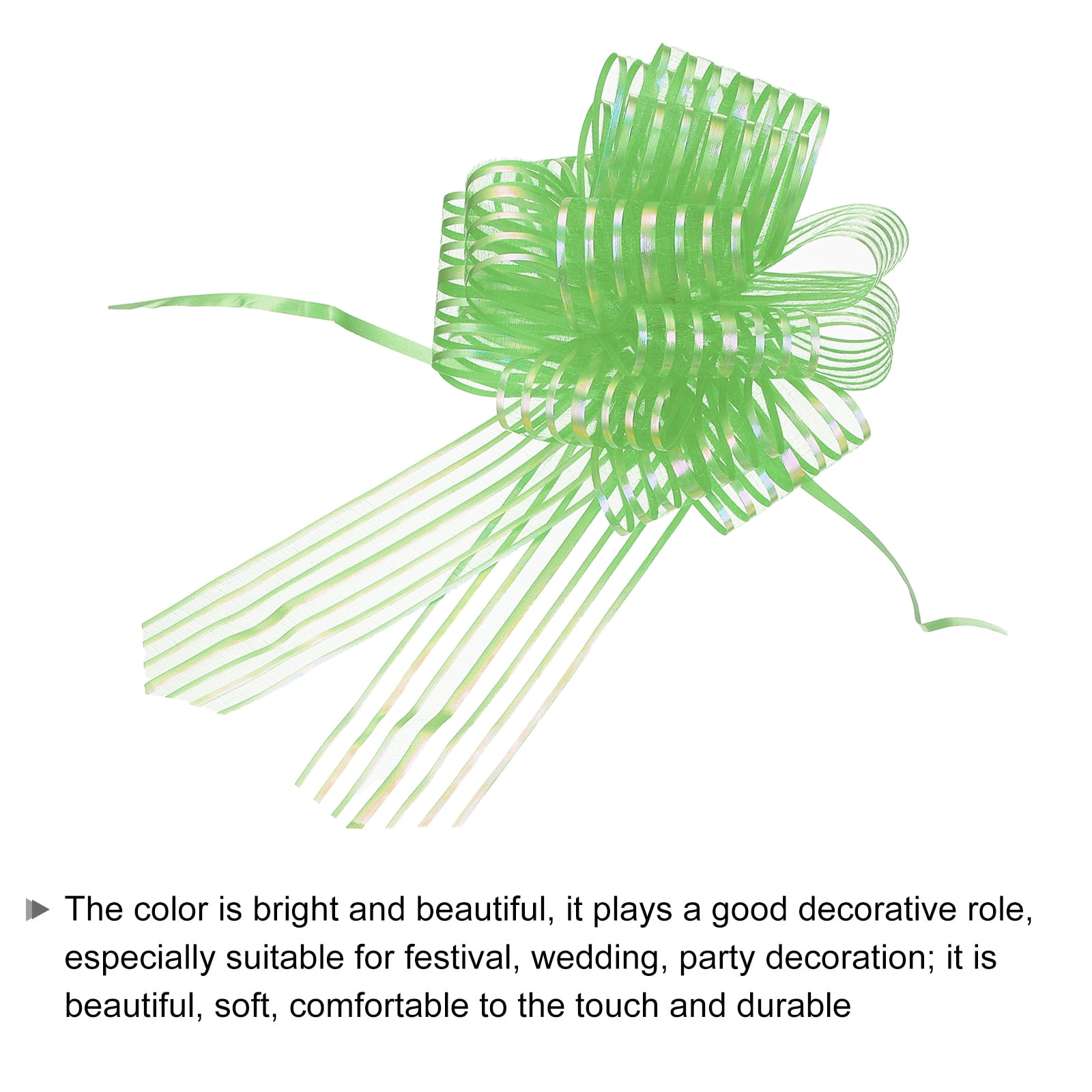15pcs 8 Inch Organza Large Pull Bow Gift Wrapping Bows Ribbon Chiffon Yarn Fruit Green for Christmas