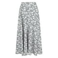 thumbnail image 3 of Women Flowy Long Skirts, Summer Beach Floral Prinets Elastic High Waisted Casual Boho Maxi Skirts Knit Skirt Outfits Gray 3XL, 3 of 5