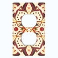 thumbnail image 2 of Metal Light Switch Plate Cover Beige Burgundy Mandala  Flower Tile Pattern MDL032, 2 of 13