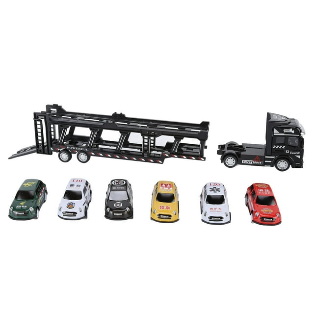 Camión de juguete de aleación BuyWeek transportador con 6 autos pequeños
