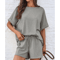 thumbnail image 5 of Womens Lounge Sets Two Piece Set Summer Outfits 2 Piece Pajama 3/4 Sleeve Oversized Tshirts Elastic Waist Short, 5 of 5