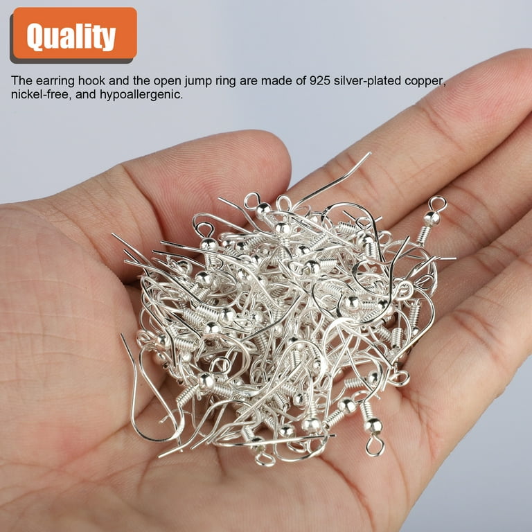 200 PCS/100Pairs 925 Sterling Silver and Gold Earring Hooks,Hypo-allergenic  Fish Earring Hooks Earwires for DIY Jewelry Making Supplies with 200 PCS