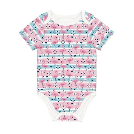 

Coaee Striped Flamingo for Soft Cotton Baby Short-Sleeve Bodysuit Baby Girls Boys Bodysuit Romper