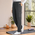 thumbnail image 6 of Collections Etc French Terry Knit Double Cargo Pocket Drawstring Pants, 6 of 10