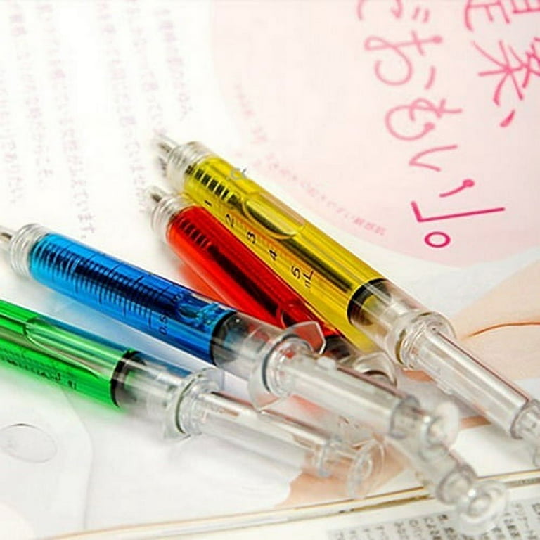 iaksohdu Syringe Injection Shape Ballpen 4Pcs/Set Doctor Nurse 