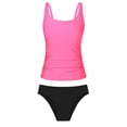 thumbnail image 6 of Erwazi Women's 2 Piece Tankini Set Solid Crew Neck Tank Top Padded Bra Top and Swim Bottoms Bathing Suit, 6 of 6