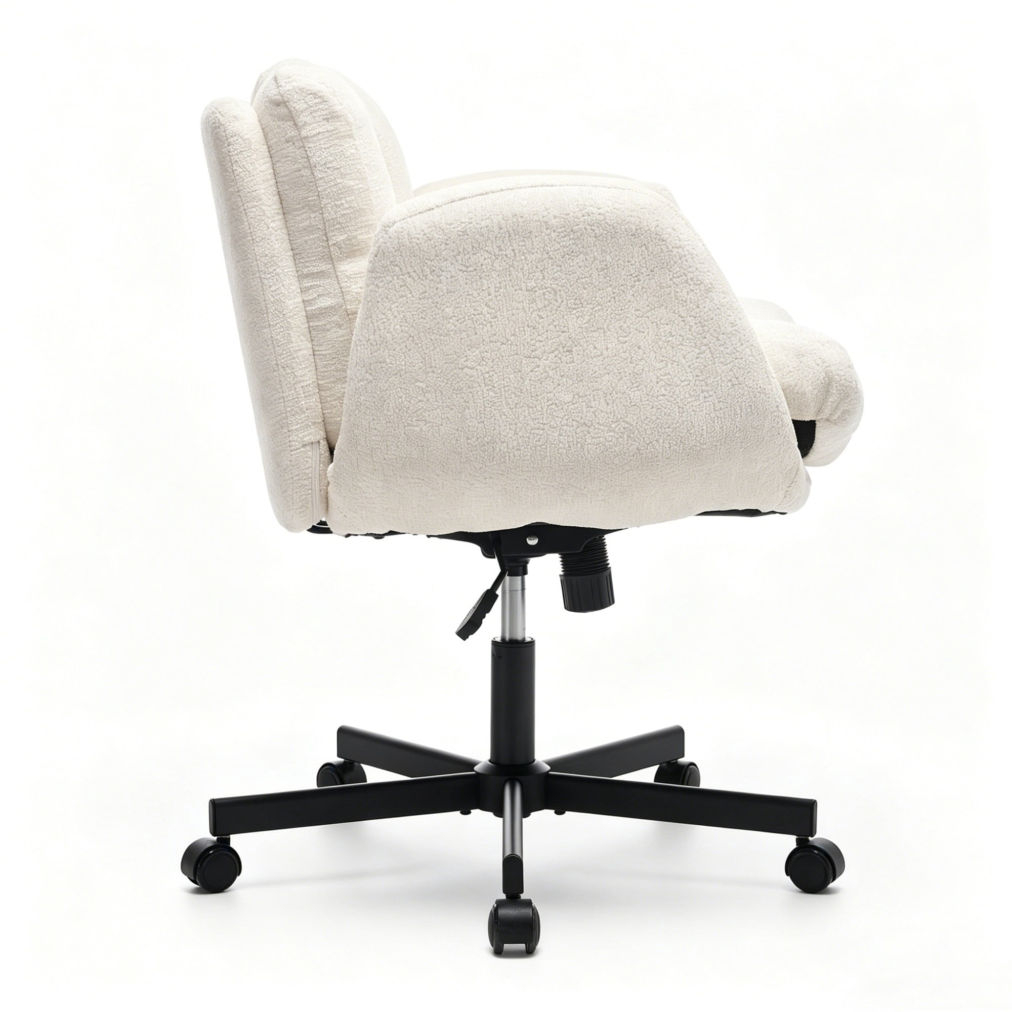 Modern Chenille Swivel Office Chair, Height Adjustable Task Chair with Convertible Armrests, Double Cushioned Desk Chair for Home Office, Vanity & Living Room