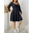 thumbnail image 6 of Sucegi Plus Size Long Sleeve Ribbed Dress - Tie Neck, Waist-Cinching, Vintage Fashion for Women, Winter New Arrivals., 6 of 7