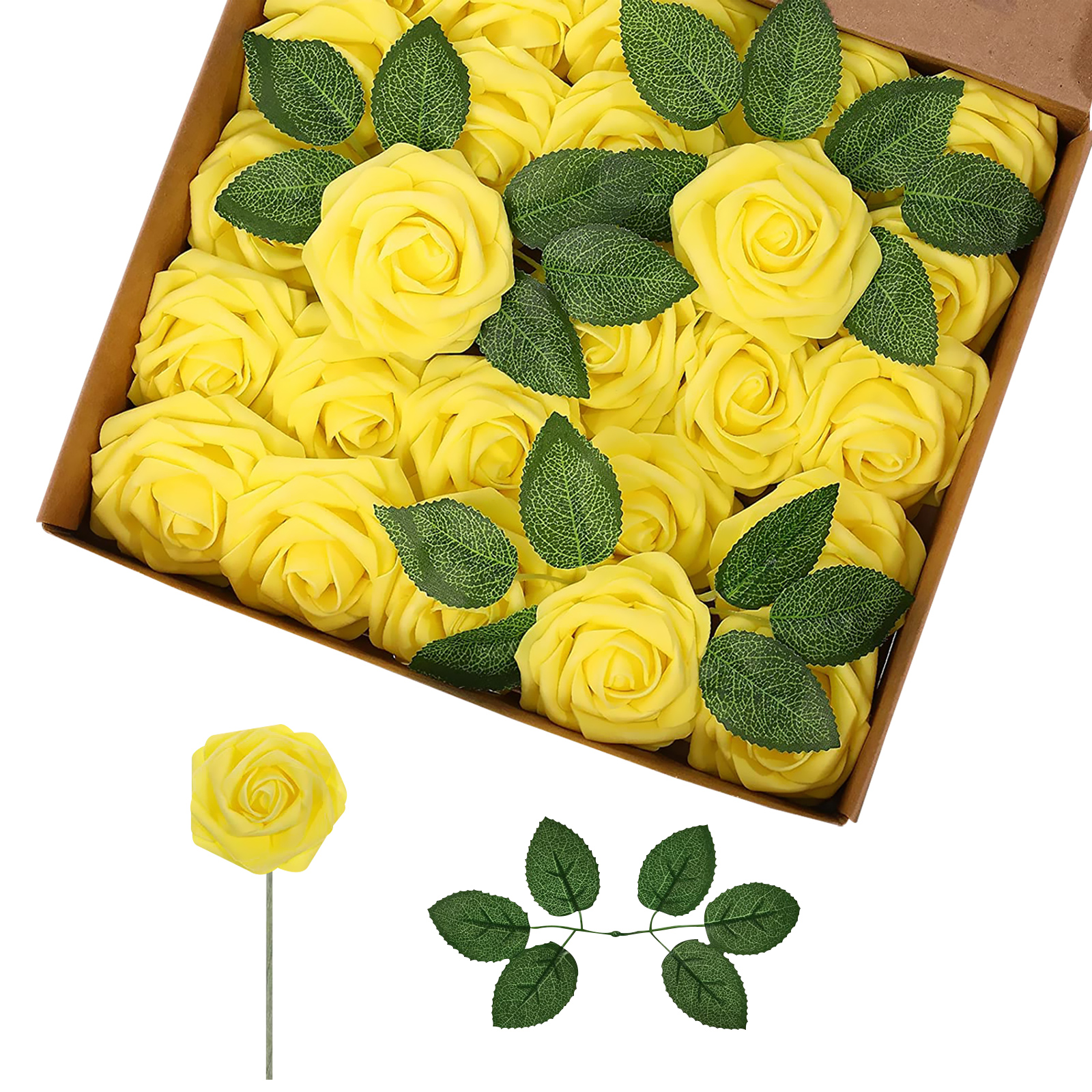 Artificial Foam Rose Flowers, 25 Pcs Fake Roses DIY Bouquets