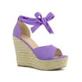 thumbnail image 1 of BLISSFUL STEP Espadrilles pour Femmes avec Bride à la Cheville Violet (Taille 6), 1 of 7