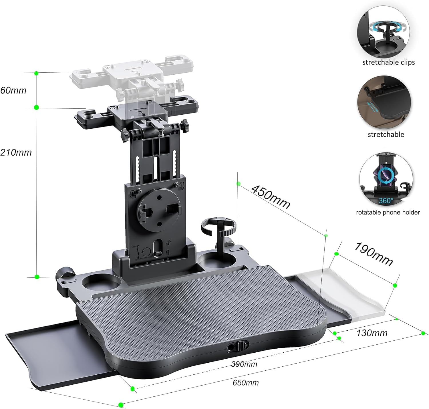 Steering Wheel Desk Car Food Eating Tray Table,Car Laptop Desk with Phone/Tablet/Cup Holder for SUVs,Trucks & Vans