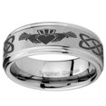 thumbnail image 2 of Tungsten Irish Claddagh 8mm Brushed Gray Step Edges Men Ring, 2 of 2