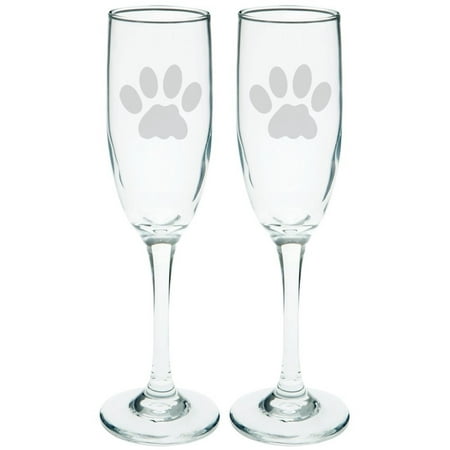 Cat Paw Etched Champagne Glass Set, Animal Inspired Clothing By Animal World