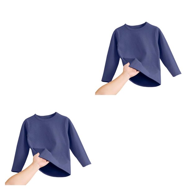 Qarigey Ropa interior térmica Camisetas gruesas superiores Ropa de dormir amigable con la piel Ropa para el hogar Azul 120, Altura 110-120cm 2Conjunto