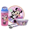 thumbnail image 1 of Zak Designs Disney Minnie Mouse Dinnerware 5 Piece Set Includes Plate, Bowl, Water Bottle, and Utensil Tableware, Non-BPA, Made of Durable Material and Perfect for Kids, 1 of 15
