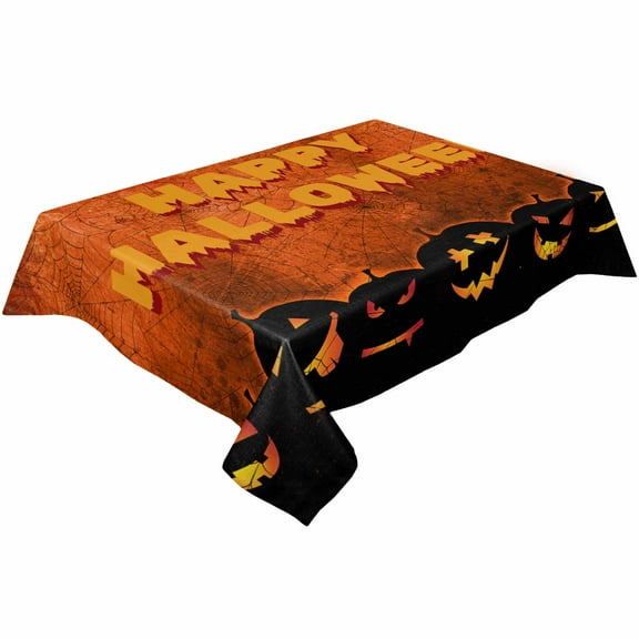 Halloween Rectangle Tablecloths 54x87,Fall Black Orange Ghost Pumpkins Horror Table Cloth Table Cover Indoor/Outdoor Tabletop Decor for Wedding Holiday Party Dinner Baby Shower