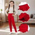 thumbnail image 5 of Girls Fleece Lined Leggings Thickened Slim Fit Base Layer Pants Stretch Full Length Pull On Winter Casual Style, 5 of 6