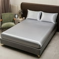 thumbnail image 4 of Honeeladyy Queen Size Satin Fitted Sheet, Simulate Silky Sheet with Elastic Corner Straps, Skin-friendly Soft Lighweight No More Slipping Off for Mattress, 1 Fitted Sheet Only (Gray), 4 of 6
