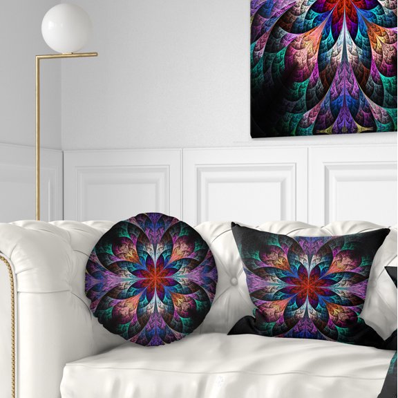 Designart Multi Color Fractal Flower Pattern - Floral Throw Pillow - 12x20