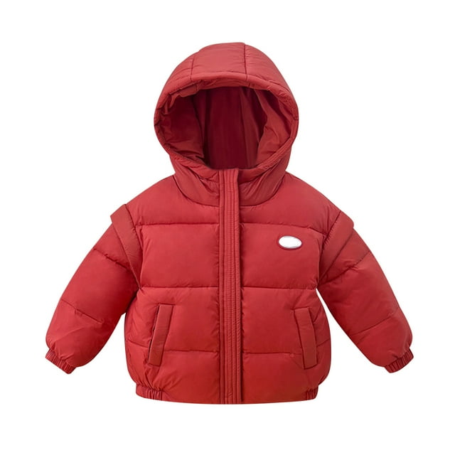 Gibobby Chamarra de invierno para niños y niñasChaqueta de plumón para niños, chaqueta cálida corta gruesa para bebé, abrigo de Color sólido, invierno, n(Rojo, 4-5 Años)