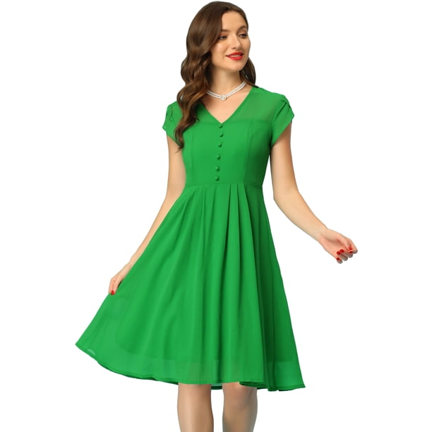 Vestido de gasa vintage Allegra K Verde M