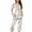 White, variant on Jamicy Womens Summer Pajamas Sets Printed Button Pleated Round Neck Short Sleeve Top + Cropped Pants with Pockets Ladies Home Wear Sports Pajamas Set White