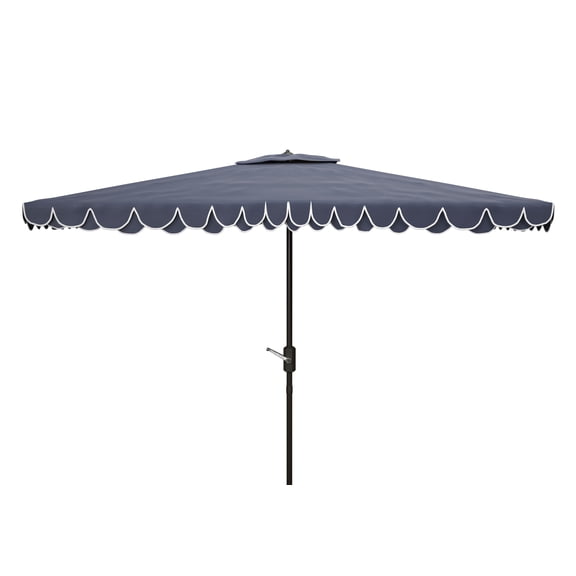 SAFAVIEH Outdoor Collection Valance 6.5 x 10-Foot Rectangle Umbrella Navy/White