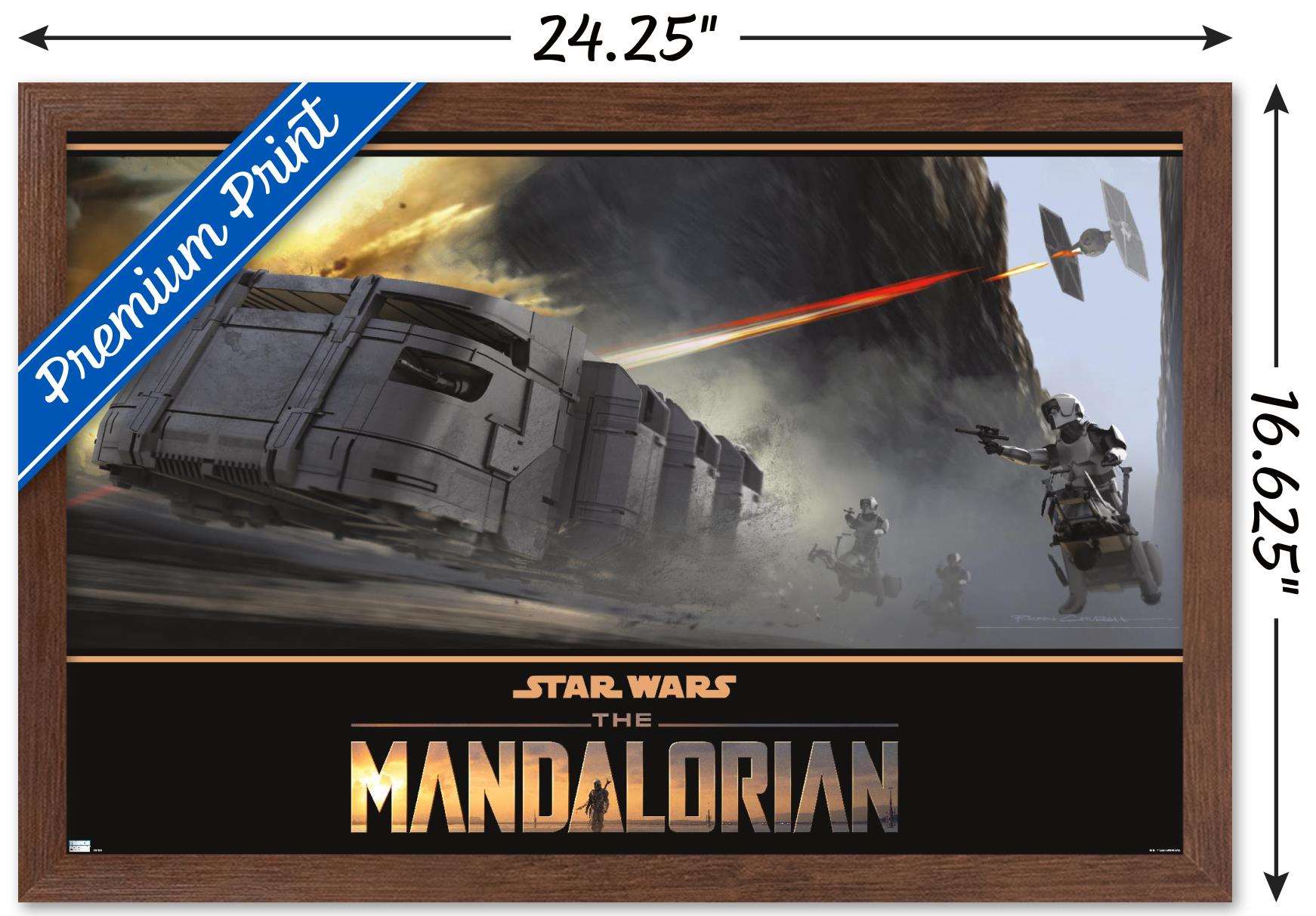 Star Wars: The Mandalorian Season 2 - TIE Fighter Battle Wall Poster, 14.725" x 22.375", Framed