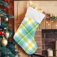 thumbnail image 5 of Coolnut 2 Pack Christmas Stockings 17.7 Inches Blue and Yellow Plaid Checkered Large Size Xmas Cable Stocking Gifts & Decorations for Family Holiday Xmas Party, 5 of 6