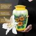 thumbnail image 6 of 11" 3D Carved Decorative Flowers Aluminum Metal Cremation Urns for Human Ashes | Hand-Crafted Large Urn for Adult Cremation (Yellow Roses), 6 of 7