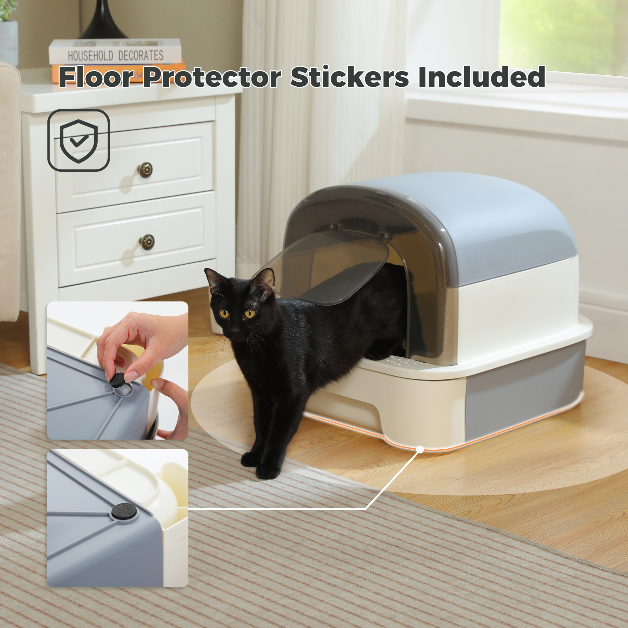 Pawz Road Large Enclosed Cat Litter Box with Scoop Gray photo 7