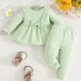 thumbnail image 2 of TOWED22 Kid Toddler Girl Clothes Cute Print Ruffle Sleeve Top Floral Pants 2PC Fall Winter Girls Outfits Clothing Set,Light Green,2-3 Y, 2 of 5