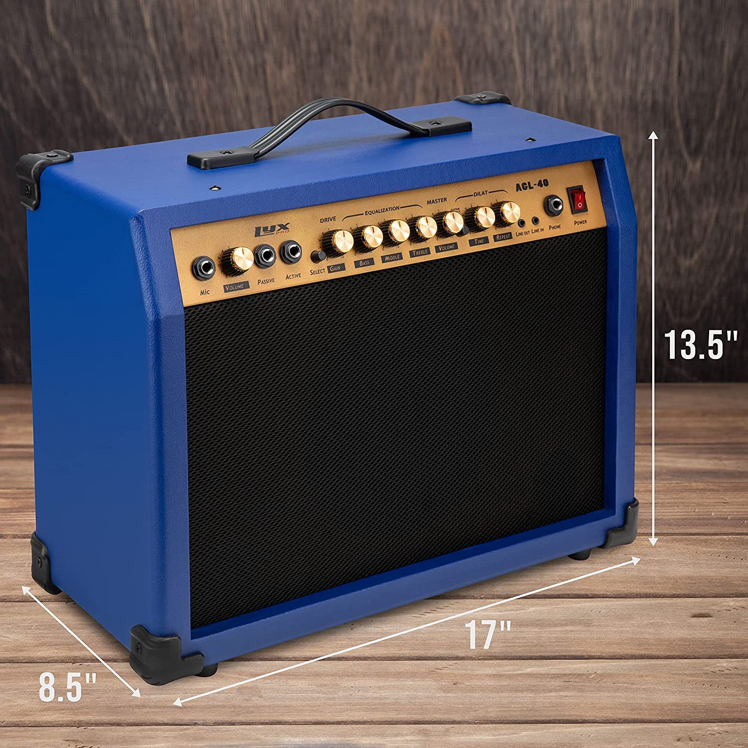 LyxPro 40W Electric Guitar Amplifier with Built-in Speaker, Blue Wood Guitar Amp