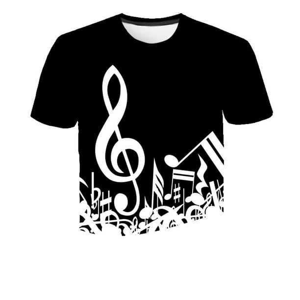Novedad de verano, camisetas con notas musicales, ropa para niños y niñas, camisetas de manga corta, ropa para niños, cuello redondo, disfraces de 1 a 14 años, 12M Gao Jinjia LED