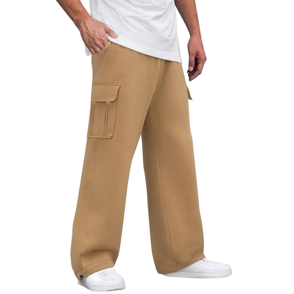 Yongwang Mens Corduroy Cargo Pants Straight Leg Elastic Waist Pants Multi Pocket Casual Loose Fit Pants