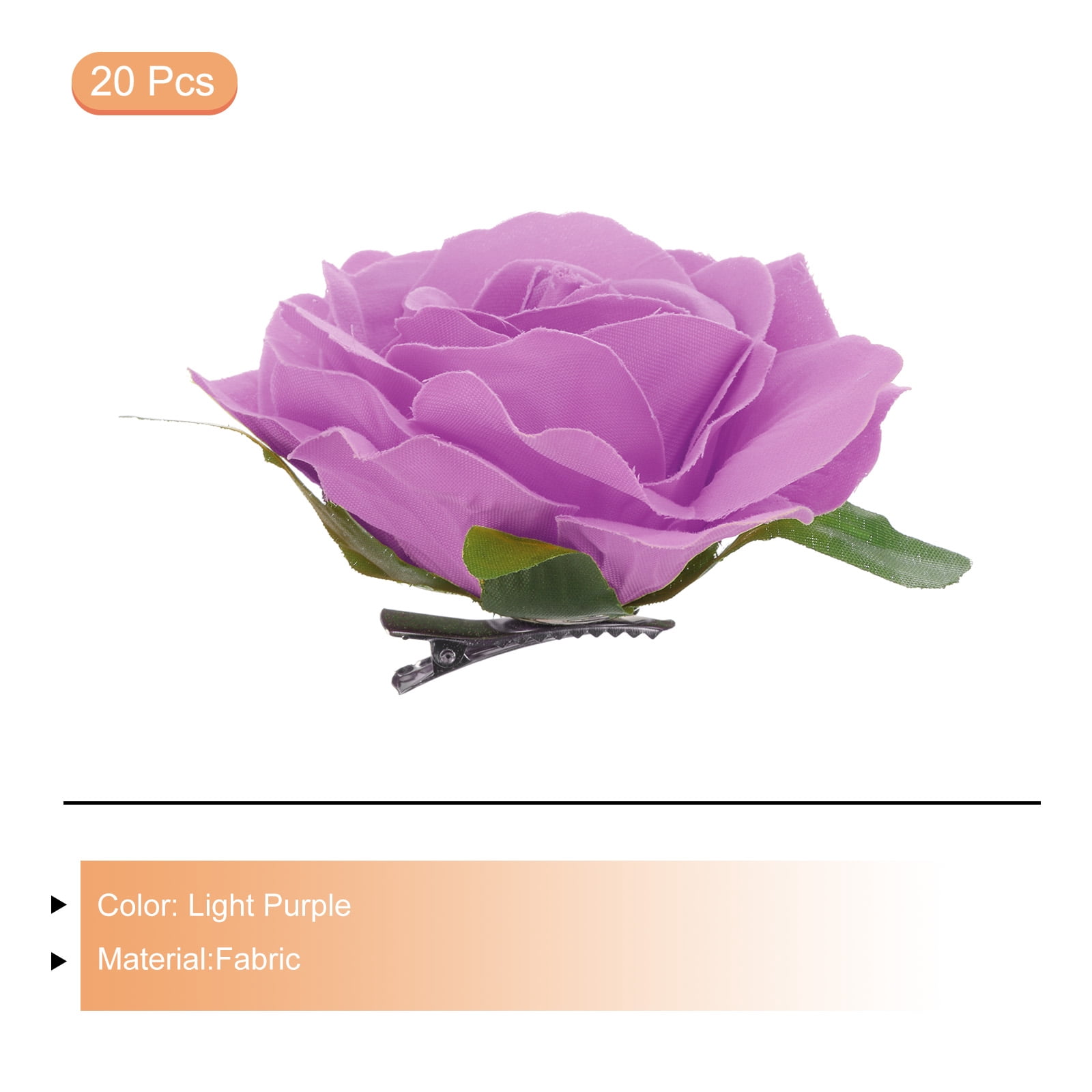 Uxcell 20 Pcs Rose Flower Hair Clips 4 Inch Flower Hair Pins Flower Brooch for Women Hair Accessories Light Purple