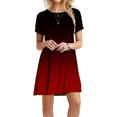thumbnail image 1 of Nouveau Cravate de Couleur Dégradée Robe Col Rond Manches Courtes Midi Robe Décontractée Simple T-Shirt Robe en Vrac, 1 of 2