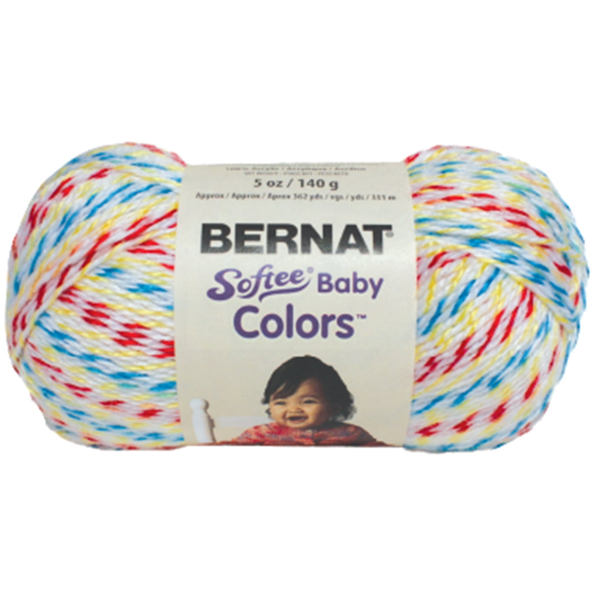 Bernat Softee Baby Colors White Rainbow Yarn, 362 Yd.