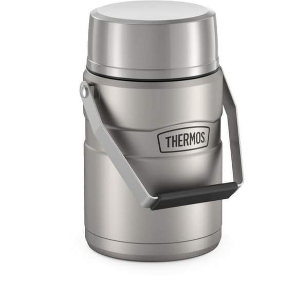 THERMOS Pot Alimentaire en Acier Inoxydable King à Isolation sous Vide avec 2 Inserts de Contenant de Rangement, 47 Onces, Acier Inoxydable Mat