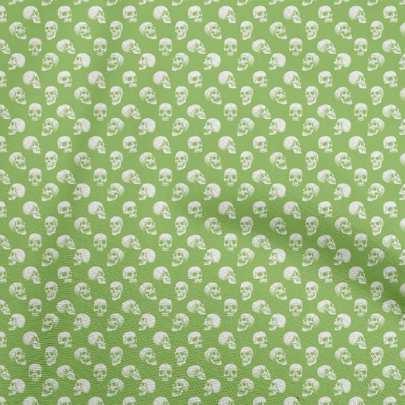 oneOone Cotton Silk Green Fabric Skull Dress Material Fabric Print Fabric By The Yard 42 Inch Wide