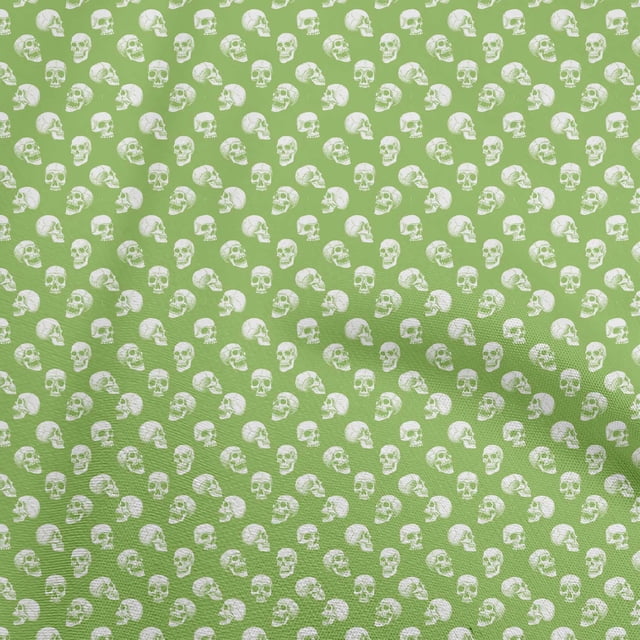 oneOone Cotton Flex Green Fabric Skull Craft Projects Decor Fabric Printed By The Yard 40 Inch Wide
