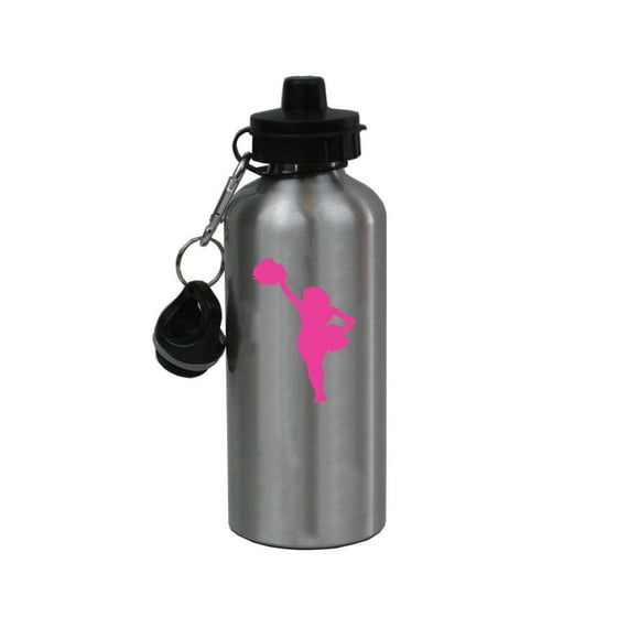 Personalized Custom Cheerleader Aluminum Silver Finish 20 Ounce Water Bottle Customizable