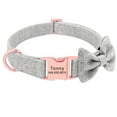 thumbnail image 4 of Beirui Personalized Tweed Dog Collar with Cute Bow Tie Engraved Name Tag Adjustable Pink Blue Gray, 4 of 9